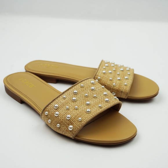 JCREW Size 9 Woven Pearl Slide Sandals $98 CG138 - Picture 3 of 7
